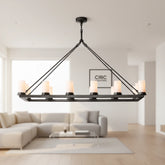 Ondra Linear Milk Glass Chandelier 52"